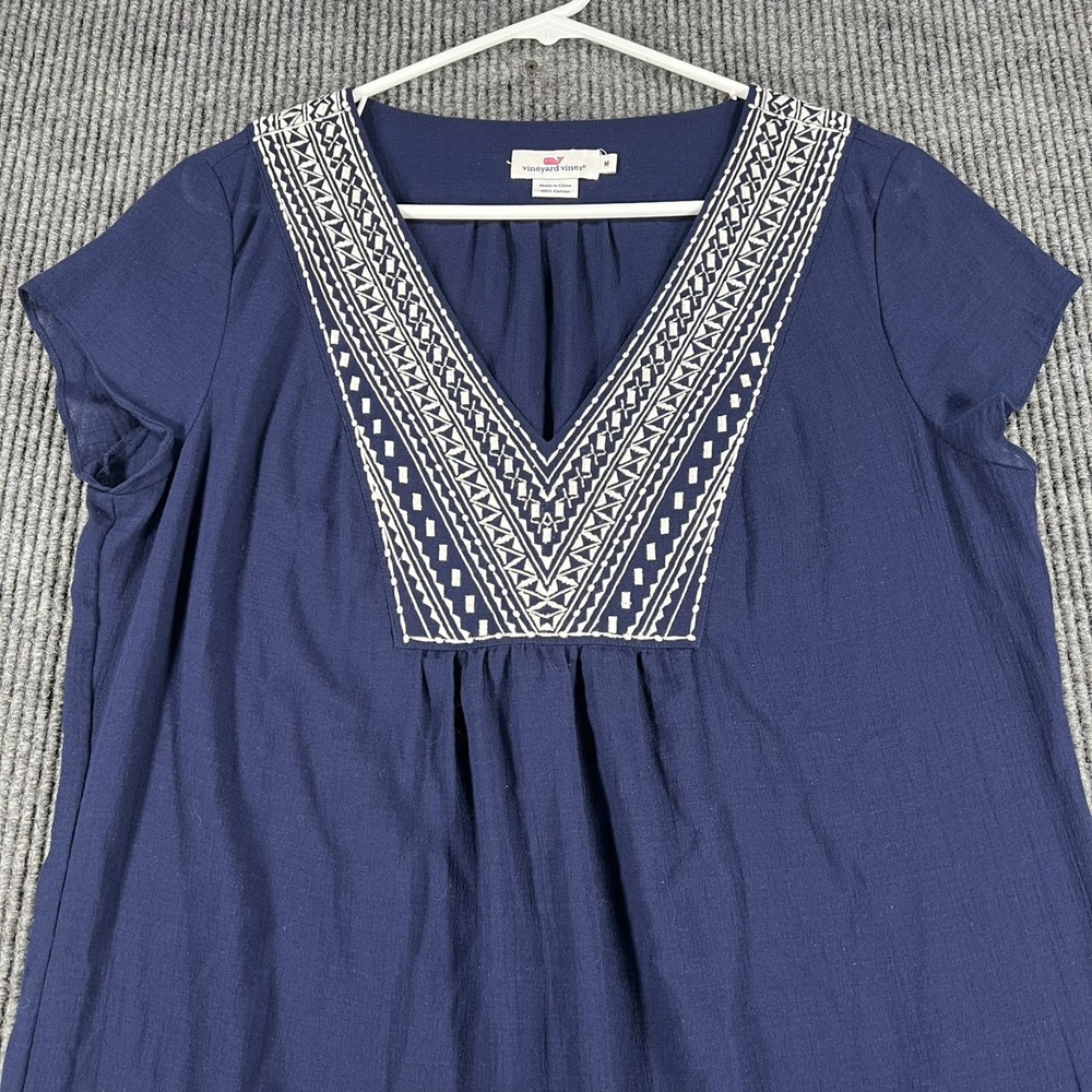 Vineyard Vines Dress Womens Medium Blue Short Sleeve V Neck Casual Comfort